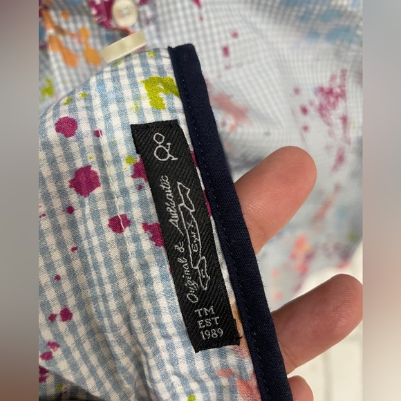 Eight X Long Sleeve Button Down Men Splatter Paint Size Large Plaid - Picture 3 of 4